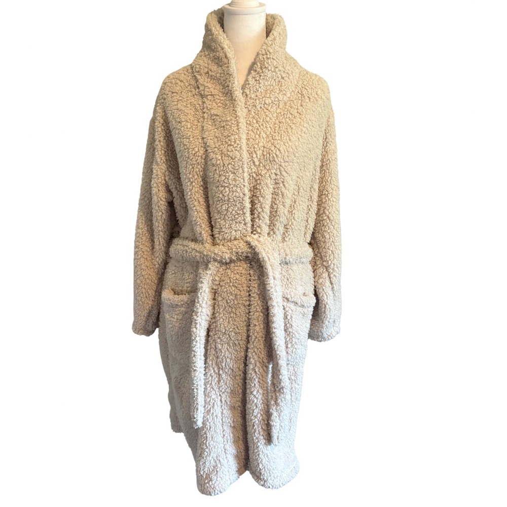 Pottery Barn Teddy Bear Robe M Beige Wrap Front